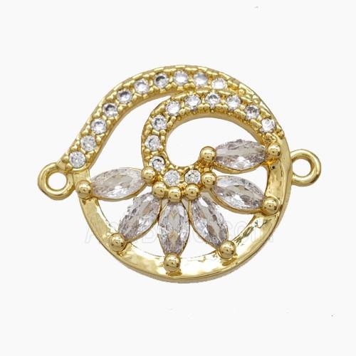 Copper Pendant Pave Zircon, Gold Plated