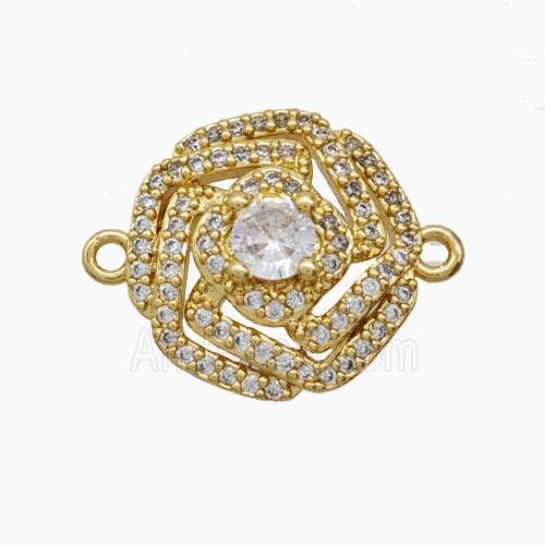 Copper Pendant Pave Zircon, Gold Plated