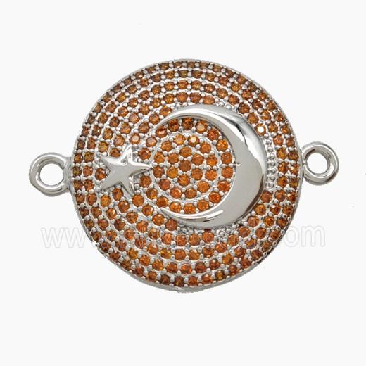 Copper Pendant Pave Zircon, Gold Plated