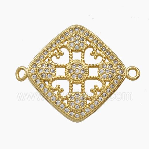 Copper Pendant Pave Zircon, Gold Plated