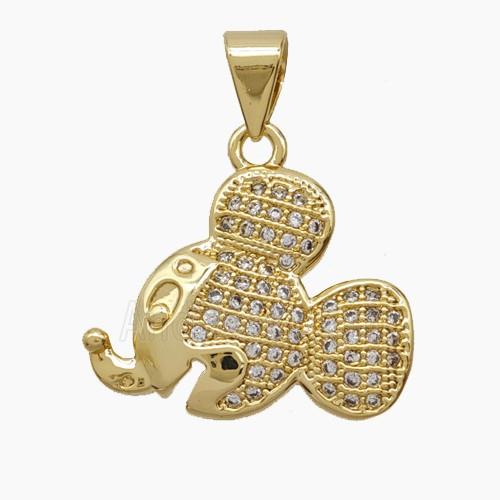 Copper Pendant Pave Zircon, Gold Plated