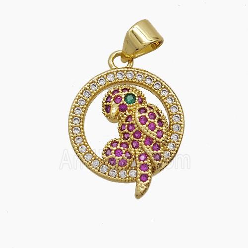 Copper Pendant Pave Zircon, Gold Plated