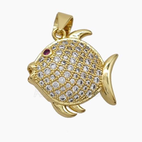 Copper Pendant Pave Zircon, Gold Plated