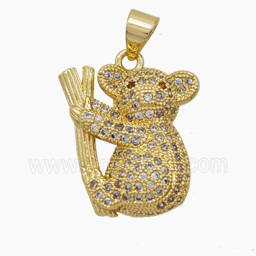 Copper Pendant Pave Zircon, Gold Plated