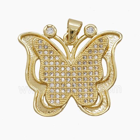 Copper Pendant Pave Zircon, Gold Plated