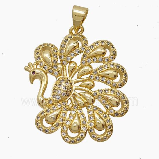 Copper Pendant Pave Zircon, Gold Plated