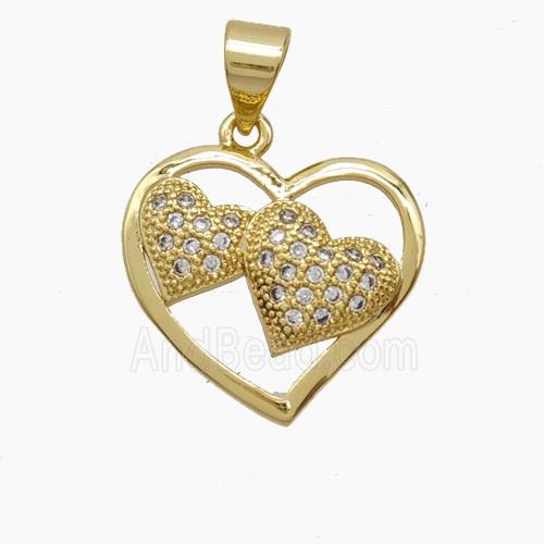 Copper Pendant Pave Zircon, Gold Plated