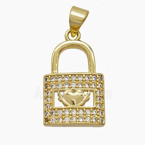 Copper Pendant Pave Zircon, Gold Plated