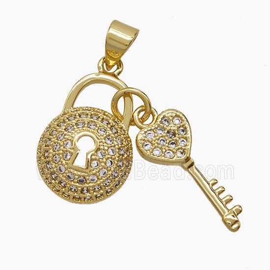 Copper Pendant Pave Zircon, Gold Plated