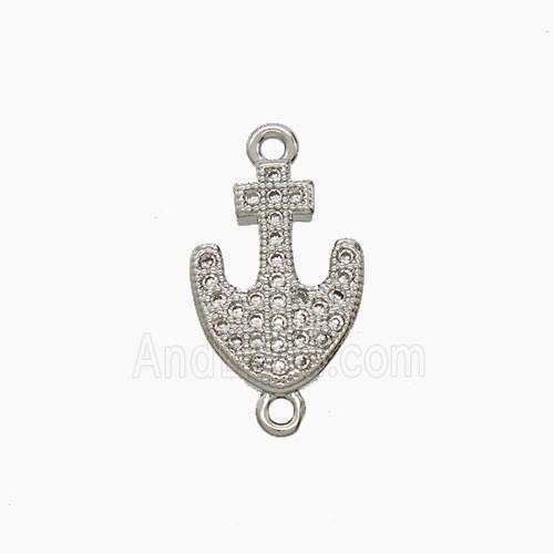 Copper Anchor Connector Micropave Zirconia Platinum Plated