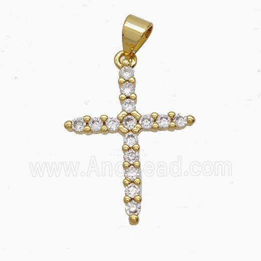 Copper Cross Pendant Pave Zirconia 18K Gold Plated
