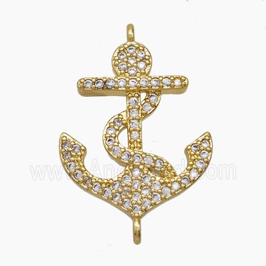 Copper Anchor Pendant Pave Zirconia 18K Gold Plated