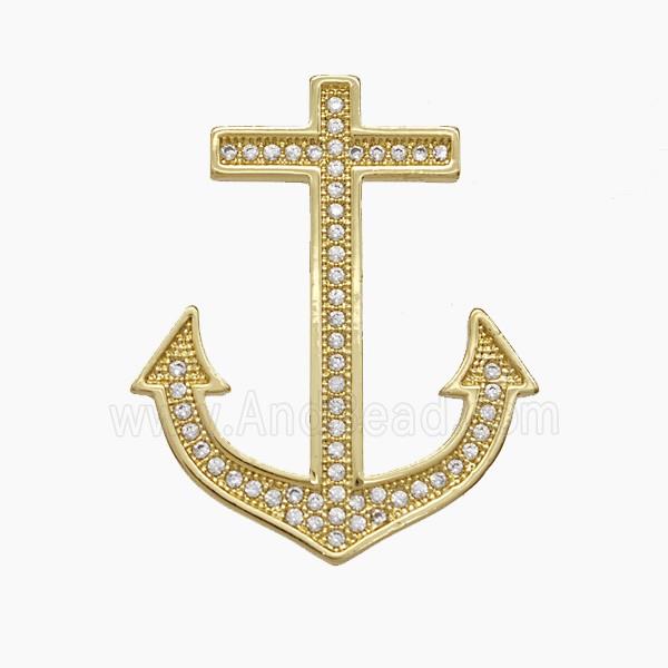 Copper Anchor Pendant Pave Zirconia 18K Gold Plated