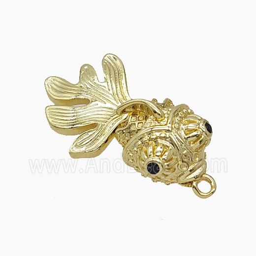 Copper Fish Pendant Pave Zirconia Gold Plated