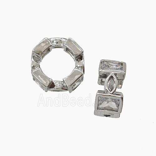 Copper Circle Beads Pave Zirconia Platinum pLated