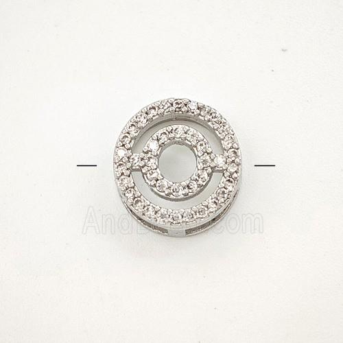 Copper Letter-O Beads Pave Zirconia Platinum Plated