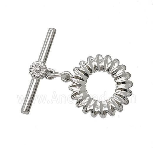 Copper Flower Toggle Clasp Platinum Plated