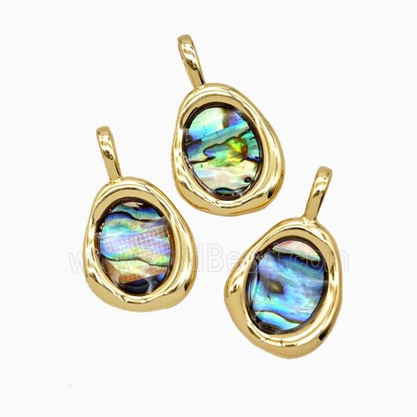 Copper Slice Pendant Pave Abalone Shell 18K Gold Plated