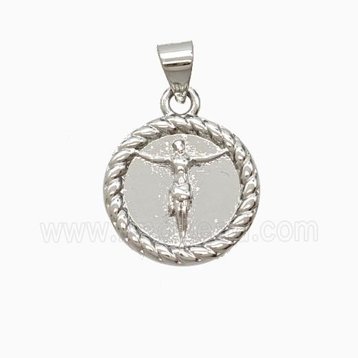 Copper Jesus Pendant Platinum Plated