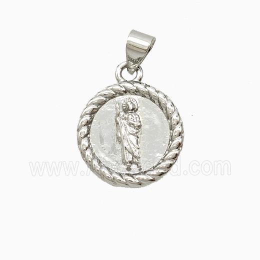 Copper Saint Jude Pendant Platinum Plated
