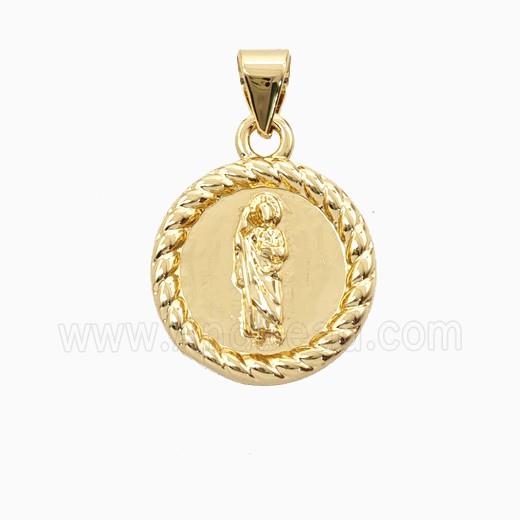 Copper Saint Jude Pendant 18K Gold Plated