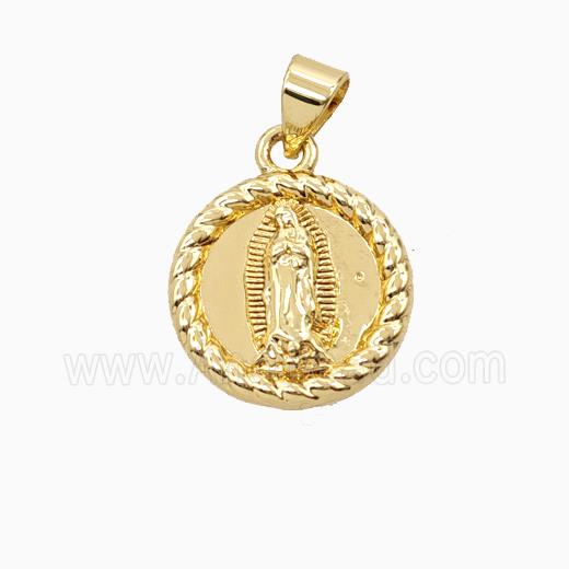 Copper Virgin Mary Pendant 18K Gold Plated