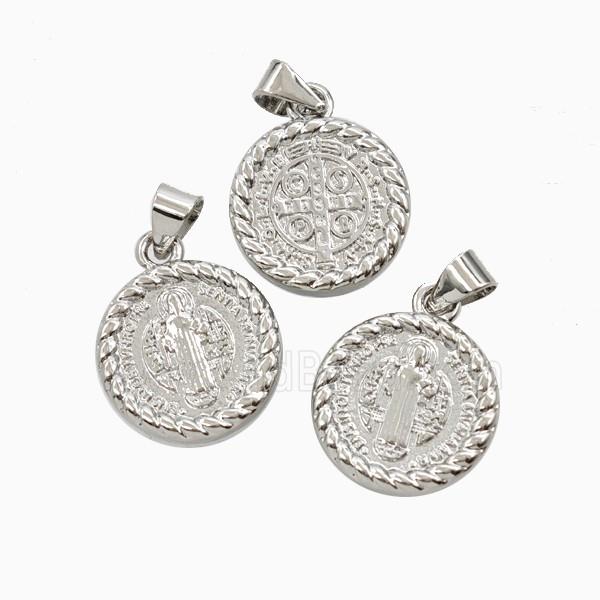 Copper Saint Jude Pendant Platinum Plated