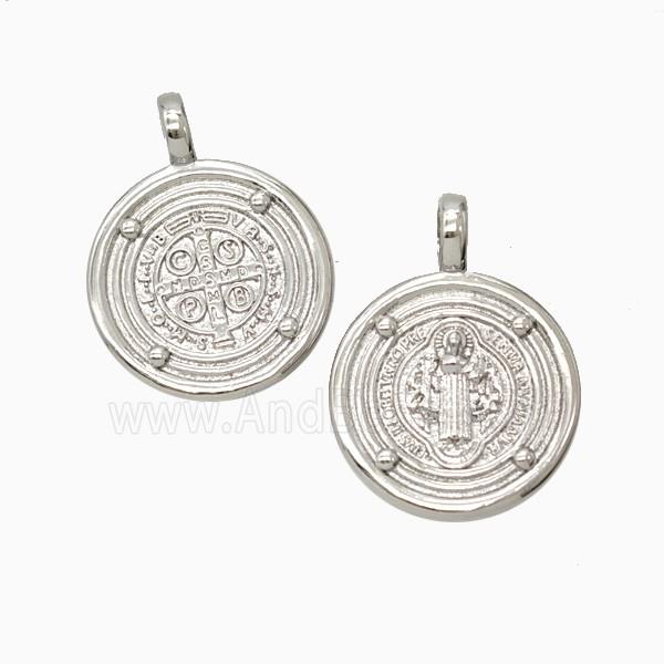 Copper Saint Jude Pendant Platinum Plated