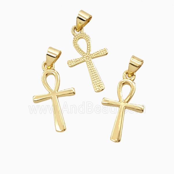 Copper Ankh Cross Pendant 18K Gold Plated