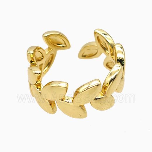 Copper Leaf Rings 18K Gold Plated