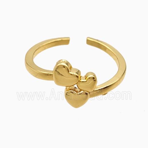 Copper Heart Rings 18K Gold Plated
