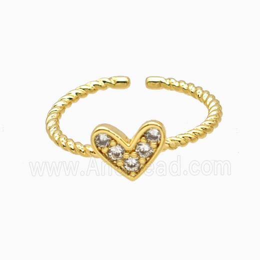 Copper Heart Rings Pave Zirconia 18K Gold Plated
