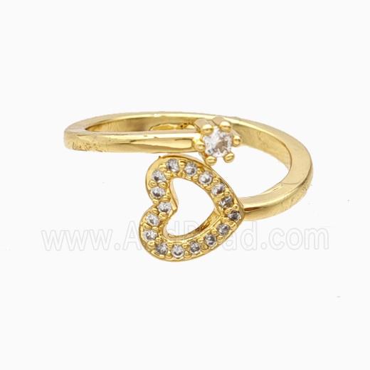 Copper Heart Rings Pave Zirconia 18K Gold Plated