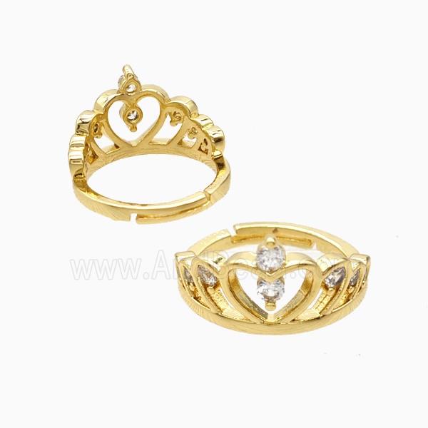 Copper Crown Rings Pave Zirconia 18K Gold Plated