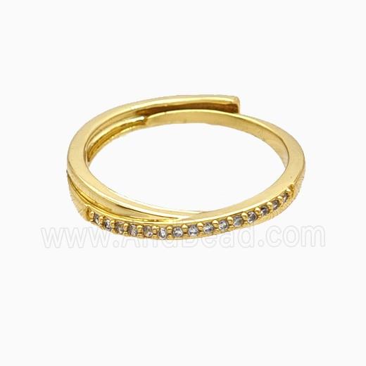 Copper Rings Pave Zirconia Adjustable 18K Gold Plated