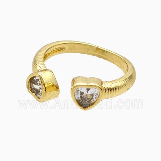 Copper Heart Rings Pave Zirconia 18K Gold Plated
