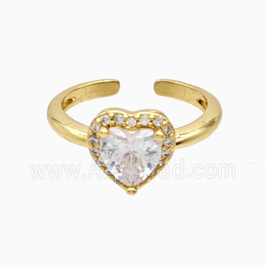 Copper Heart Rings Pave Zirconia 18K Gold Plated