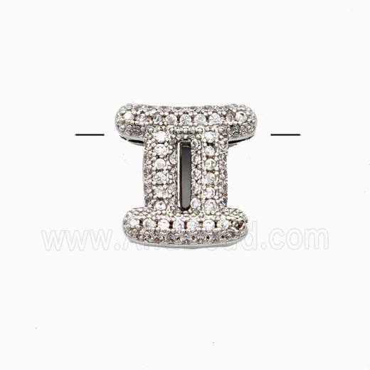 Copper Symbols Pendant Pave Zirconia Zodiac Gemini Platinum Plated