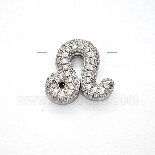 Copper Symbols Pendant Pave Zirconia Zodiac Leo Platinum Plated
