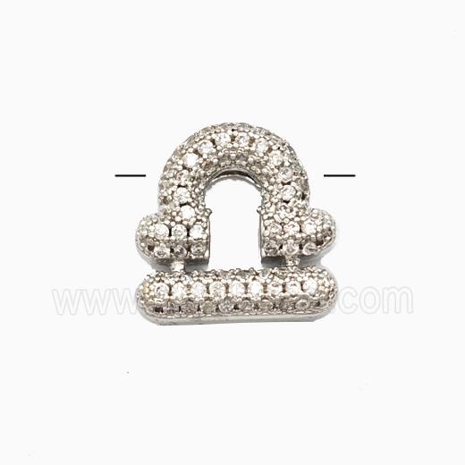 Copper Symbols Pendant Pave Zirconia Zodiac Libra Platinum Plated