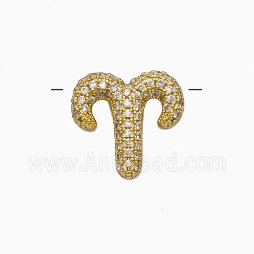 Copper Symbols Pendant Pave Zirconia Zodiac Aries Gold Plated