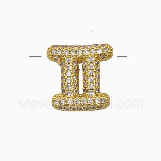 Copper Symbols Pendant Pave Zirconia Zodiac Gemini Gold Plated