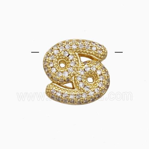 Copper Symbols Pendant Pave Zirconia Zodiac Cancer Gold Plated