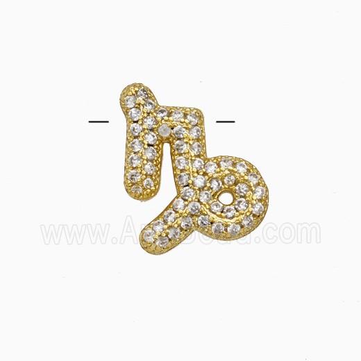 Copper Symbols Pendant Pave Zirconia Zodiac Capricorn Gold Plated