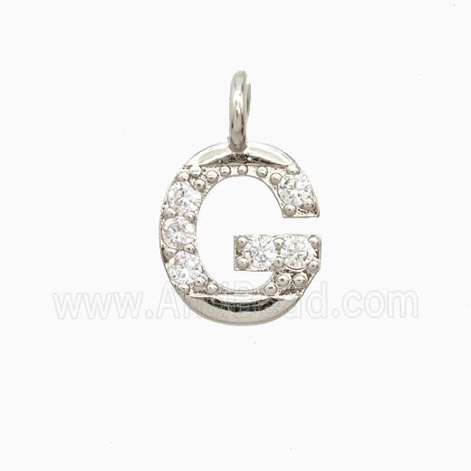 Copper Letter-G Pendant Pave Zirconia Platinum Plated