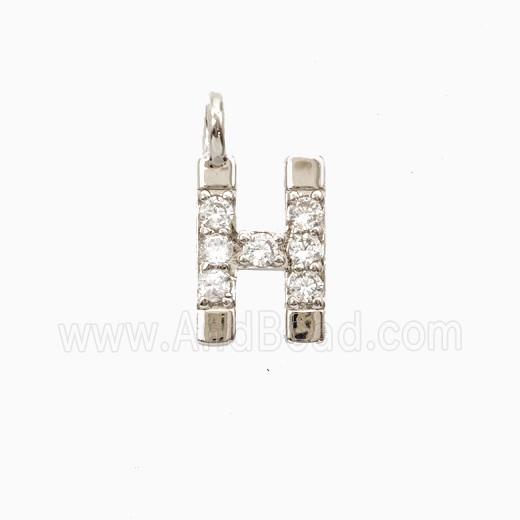 Copper Letter-H Pendant Pave Zirconia Platinum Plated
