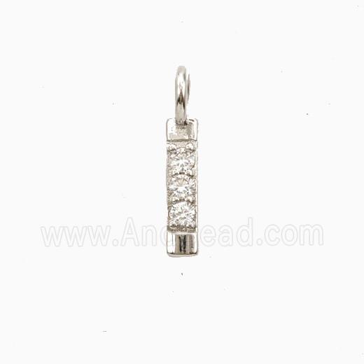 Copper Letter-I Pendant Pave Zirconia Platinum Plated