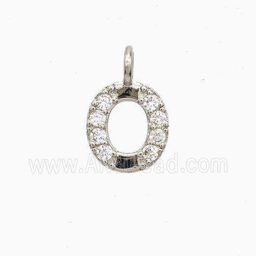 Copper Letter-O Pendant Pave Zirconia Platinum Plated