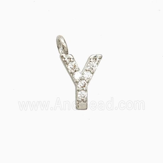 Copper Letter-Y Pendant Pave Zirconia Platinum Plated