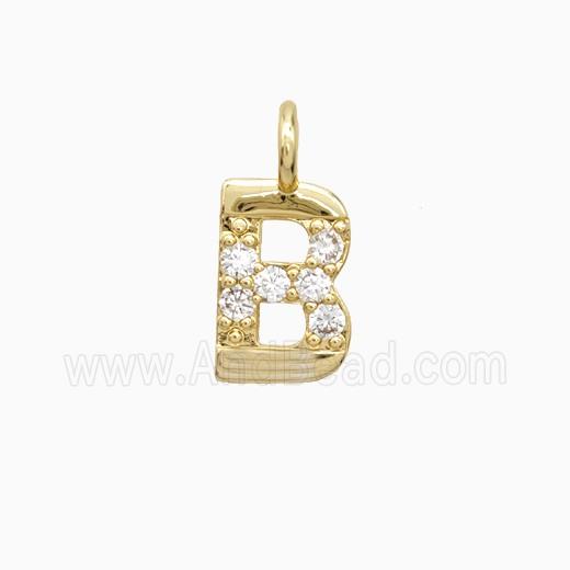 Copper Letter-B Pendant Pave Zirconia Gold Plated